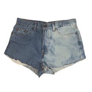 [George] Regular Medium Wash 2 Tone Cut off shorts - Size 29